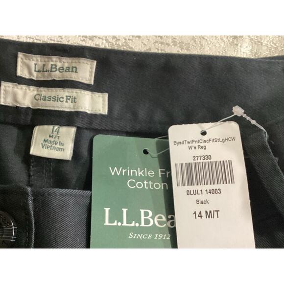 LL Bean Classic Fit Bayside Twill Straight Leg Pant Women's Size 14 M/T black - Picture 3 of 7